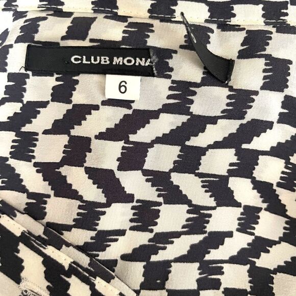 Club Monaco |Louise Dark Grey Printed Shirt Dress 100% Silk Size 6 Retail $179 - Picture 7 of 7